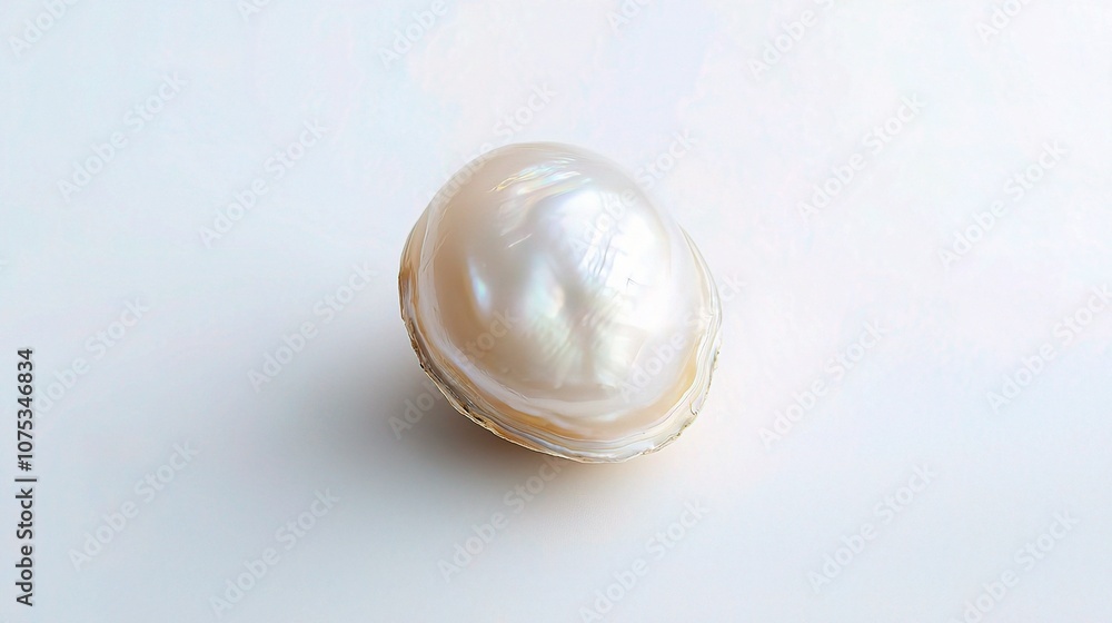 A Close-Up of a Single Natural Oyster Pearl Displaying Its Iridescent Nacre Surface - Perfect for Artistic and Nature-Themed Projects A Close-Up of a Single Natural Oyster Pearl Displaying Its Iridescent Nacre Surface - Perfect for Artistic and Nature-Themed Projects