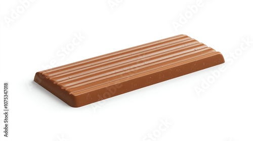 Chocolate bar with stripes, white isolated background.