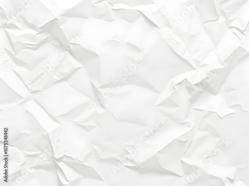 Crumpled paper texture white background