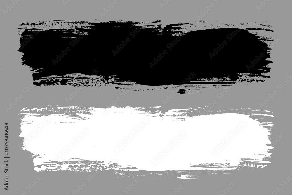 Fototapeta premium Brush strokes vector. Painted line and rectangle banners collection. Long and wide grunge backgrounds. Grain texture design elements. Black and white brush options
