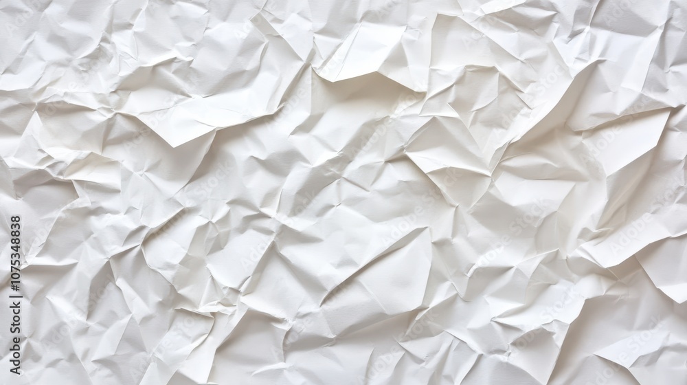 Fototapeta premium Wrinkled beige paper background with soft, warm lighting, creating an organic, textured surface perfect for minimalist designs.