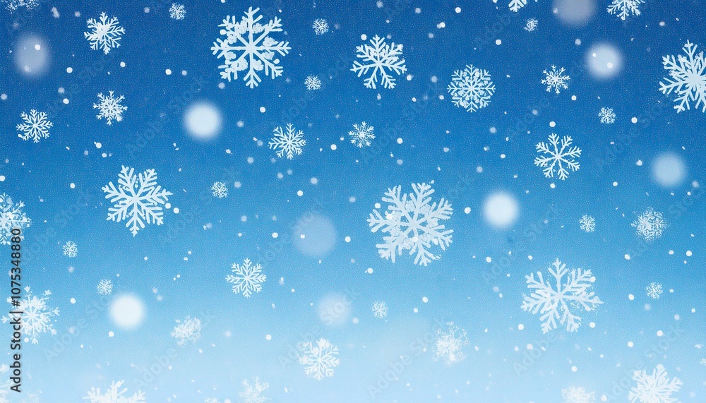 White snow falling on sky blue background seamless pattern. Flat style snowfall repeating texture for christmas greeting card or banner. Vector eps8 illustration. White snow falling on sky blue background seamless pattern. Flat style snowfall repeating texture for christmas greeting card or banner. Vector eps8 illustration.