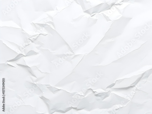 Crumpled paper texture white background