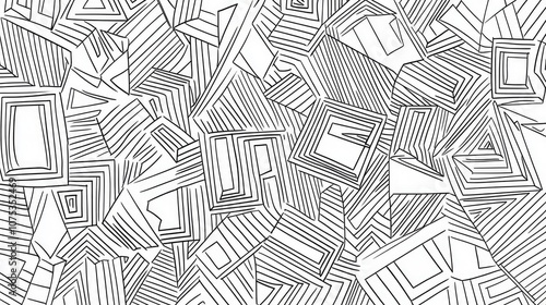 Line art illustration featuring a geometric pattern designed for a relaxing coloring page