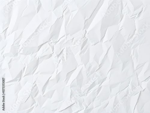 Crumpled paper texture white background