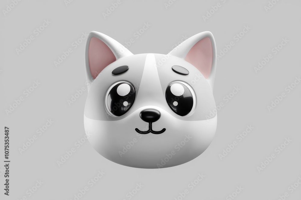 Cute cartoon white cat with big eyes and a smile. Cute cartoon white cat with big eyes and a smile.