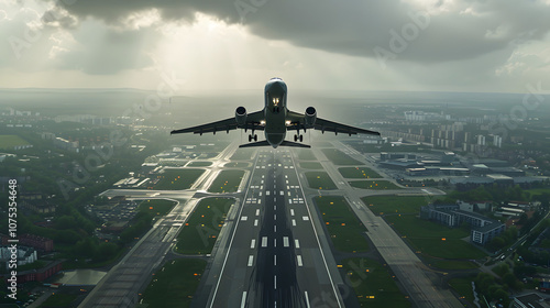 Airbus A380 Airplane Taking Off from Airport Runway. photo