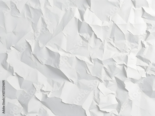 Crumpled paper texture white background