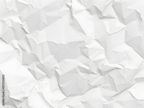 Crumpled paper texture white background