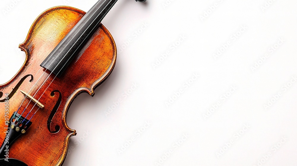 Beautifully Crafted Wooden Violin Showcasing Strings and Rich Tones Isolated on a Clean White Background for Music-related Projects and Illustrations Beautifully Crafted Wooden Violin Showcasing Strings and Rich Tones Isolated on a Clean White Background for Music-related Projects and Illustrations
