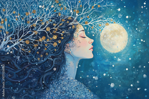 Winter Solstice. Holiday illustration.