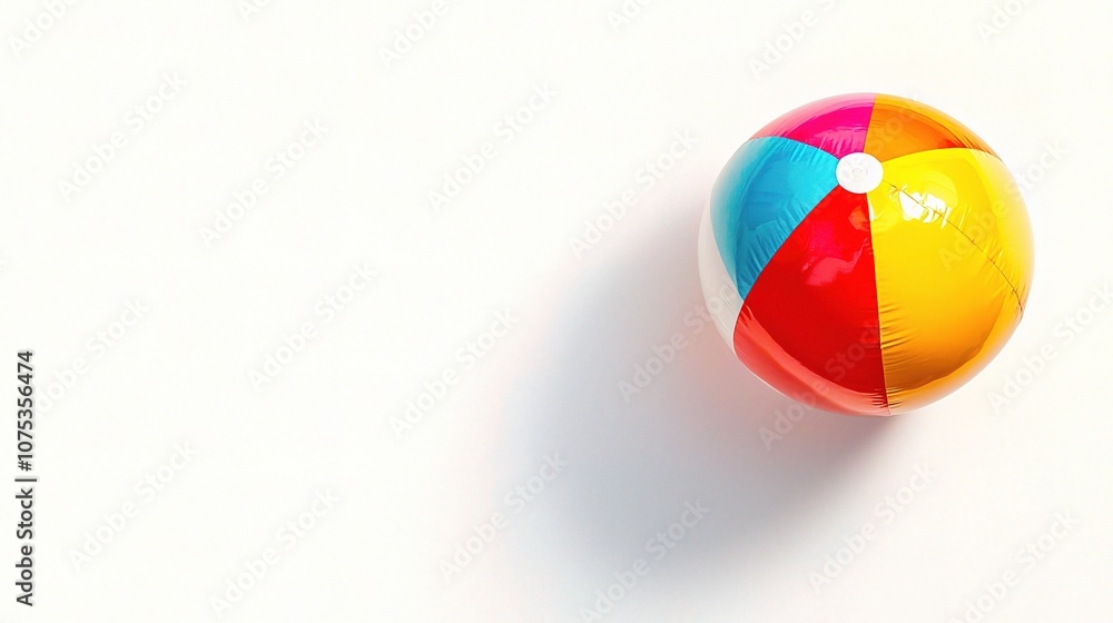 Fototapeta premium Vibrant Beach Ball Isolated on White Background, Perfect for Summer Themes and Fun Activities, Ideal for Usage in Marketing and Creative Designs