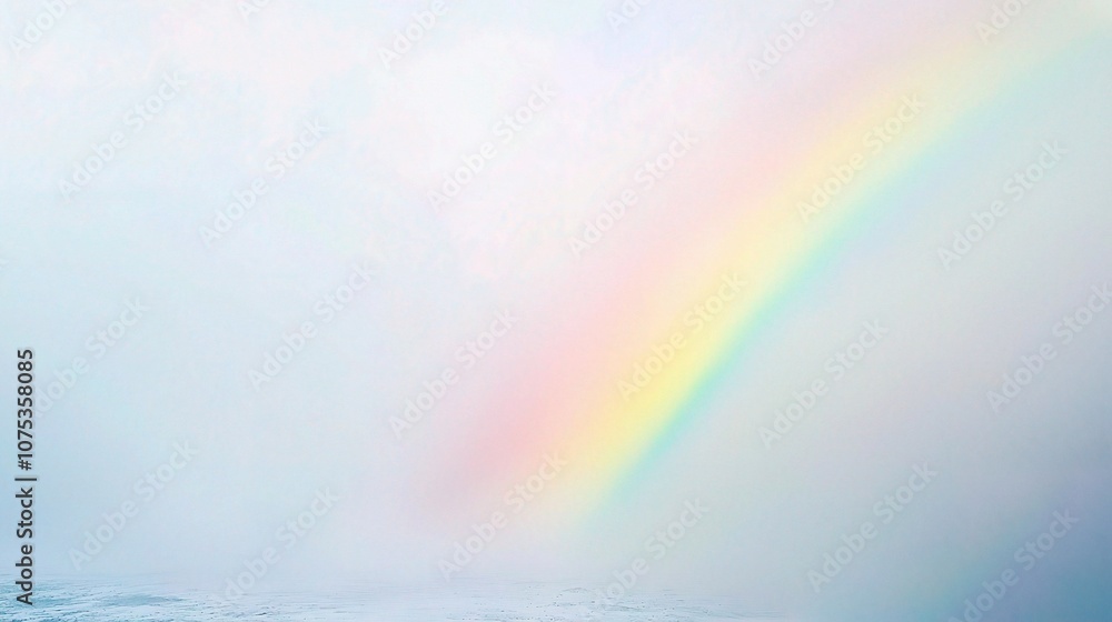Stunning Vibrant Rainbow Captured in Isolated Landscape with Soft Colors and Ethereal Atmosphere, Ideal for Nature and Art Themes Stunning Vibrant Rainbow Captured in Isolated Landscape with Soft Colors and Ethereal Atmosphere, Ideal for Nature and Art Themes