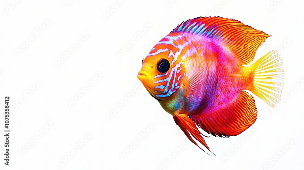 Fototapeta premium Vibrant Tropical Fish Isolated on White Background Showcasing Bright Colors and Intricate Patterns Perfect for Nature and Aquatic-themed Projects