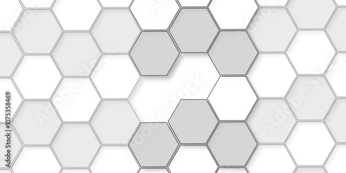 Abstract white background with hexagon and hexagonal background. Luxury white pattern with hexagons. abstract 3d hexagonal background with shadow. 3D futuristic abstract honeycomb mosaic background.