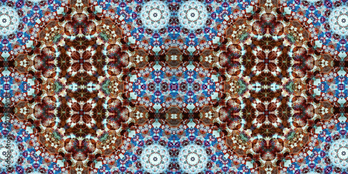 Seamless kaleidoscope pattern. The texture of the woven pattern. Endless pattern