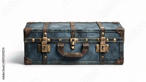 Vintage Style Suitcase Isolated on White Background, Perfect for Travel Aesthetic, Retro Photography, and Nostalgic Themes in Stock Images