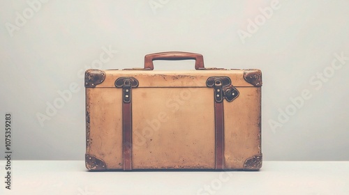 Vintage Suitcase Isolated on White Background, Perfect for Travel Themes, Nostalgia Concepts, and Creative Artistic Projects in Various Formats