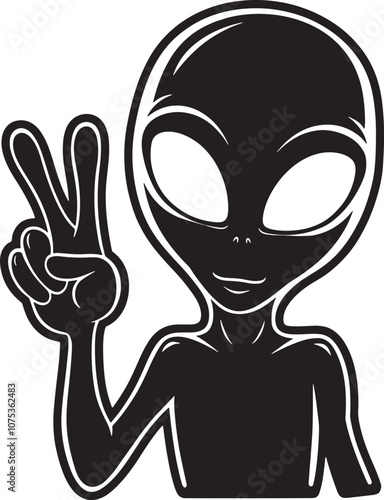 Alien Peace Fingers Silhouette Vector Illustration Graphic