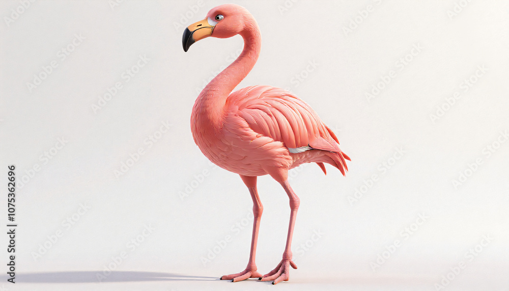 Fototapeta premium a pink flamingo standing on its hind legs
