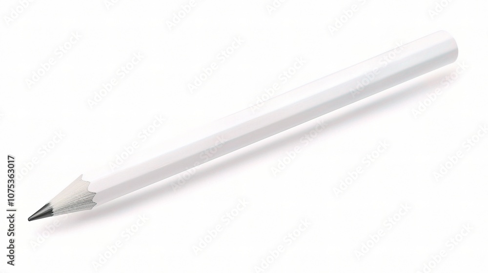 Isolated White Pencil on Plain White Background, Perfect for Graphic Design and Art Projects, Minimalistic and Clean Aesthetic, Ideal for Use in Various Creative Applications Isolated White Pencil on Plain White Background, Perfect for Graphic Design and Art Projects, Minimalistic and Clean Aesthetic, Ideal for Use in Various Creative Applications