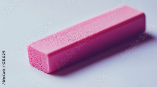 Pink chalk stick on a white background, perfect for artistic creations.