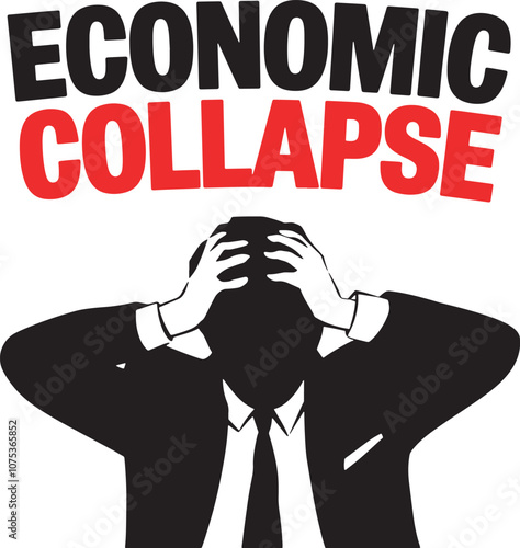 Economic Collapse Businessman Silhouette Vector Illustration Graphic