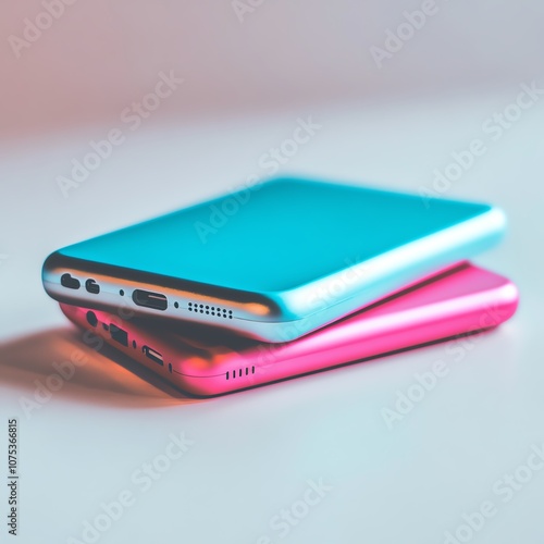 Two modern smartphones in vibrant colors on a clean background.