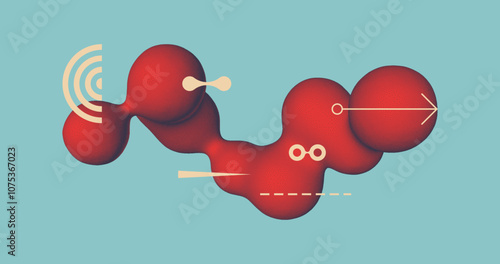 Abstract background with flowing liquid form. 3D liquid amorphous graphic element. Composition in dotwork style. Vector illustration for banner, flyer, poster, cover, brochure or presentation.