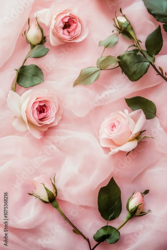 Elegant Pink Roses on Soft Background: A Romantic Floral Arrangement
