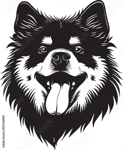 Akita Dog Sticking Tongue Out Stylized Vector Illustration Graphic