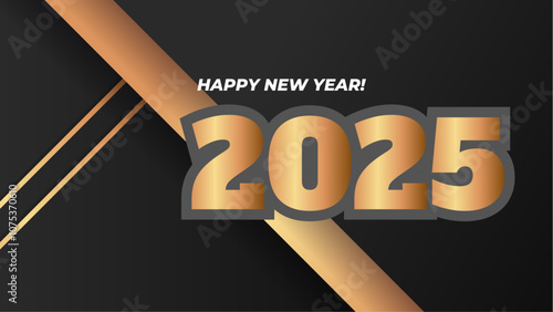 Black And Gold Happy New Year 2025 Design Background