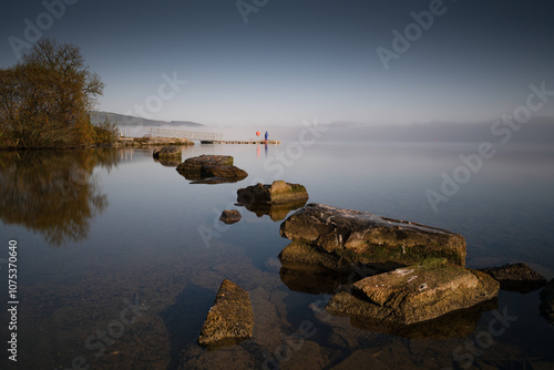 Lough Der morning, just as the mist clears ands sun starts to break through