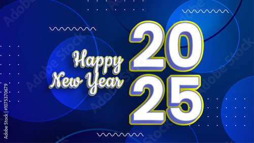 Blue And White Modern Happy New Year 2025 Design Background
