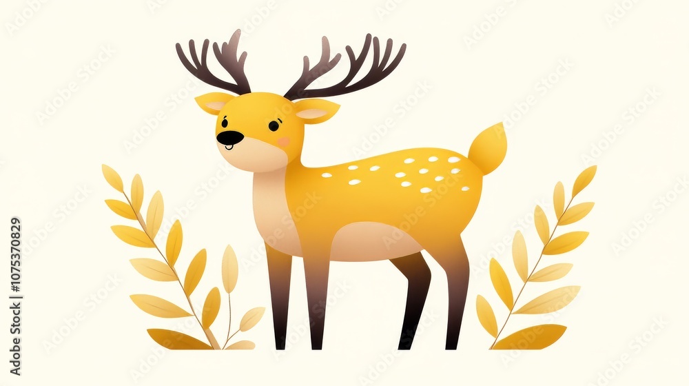Cute Deer Illustration with Pastel Colors Cute Deer Illustration with Pastel Colors