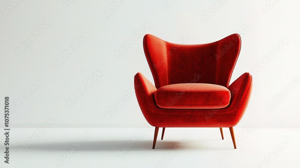 Modern Red Armchair Isolated on a Crisp White Background - 3D Rendering of an Elegant and Stylish Furniture Piece for Contemporary Interior Design Projects Modern Red Armchair Isolated on a Crisp White Background - 3D Rendering of an Elegant and Stylish Furniture Piece for Contemporary Interior Design Projects