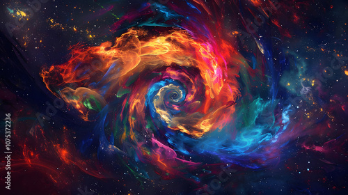 cosmic dance of vibrant colors in infinite space. generative ai