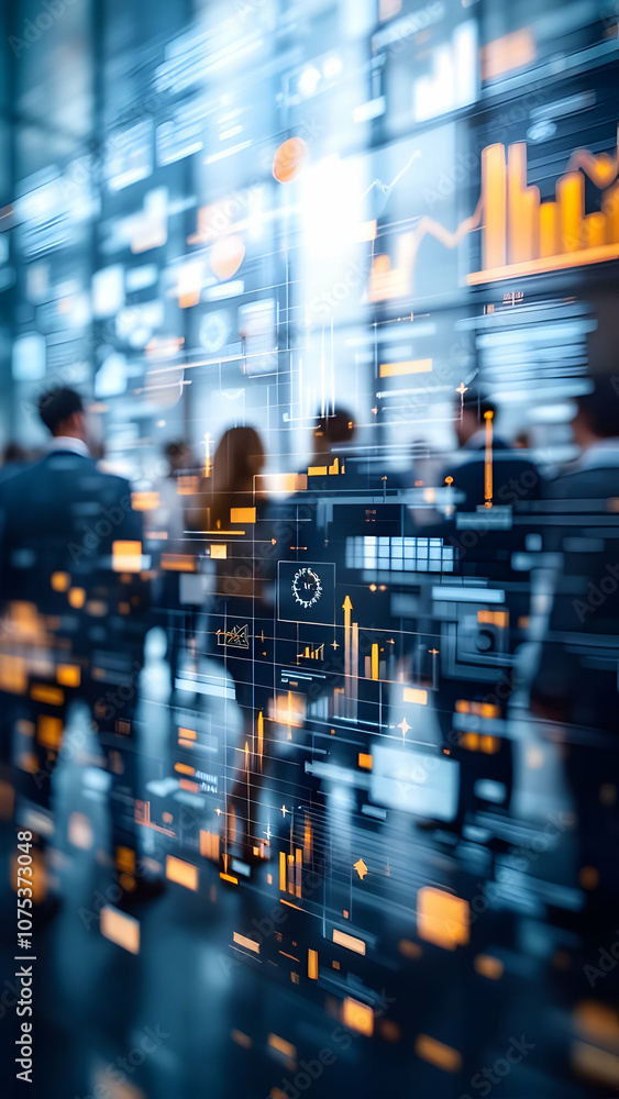 Obraz premium Data Visualization, Charts, and Graphs on Screen