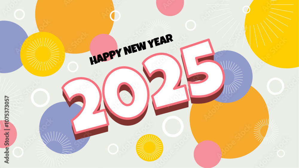 Colorful Abstract Happy New Year 2025 Design Background