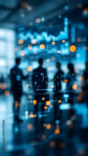 Wallpaper Mural Silhouettes of Businesspeople Analyzing Data on Screen Torontodigital.ca