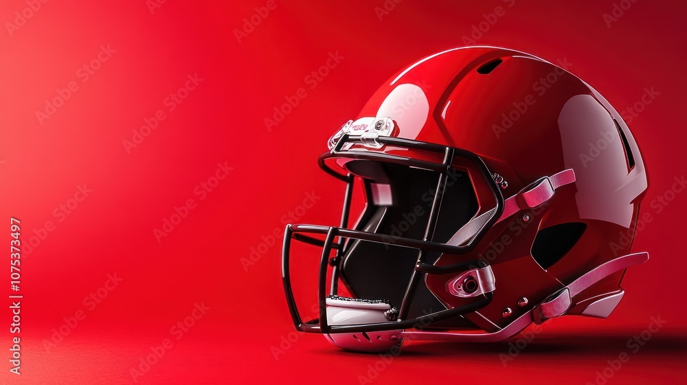 Fototapeta premium Red Football Helmet on Red Background