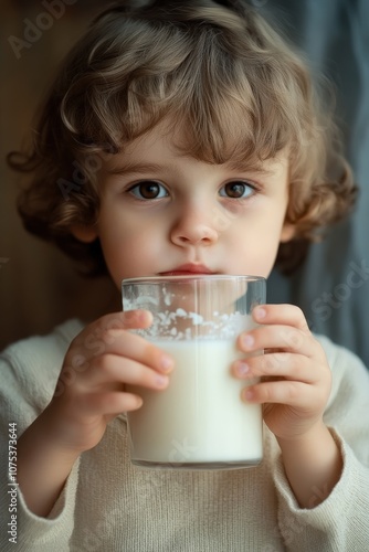 Child Holding a Glass of Milk