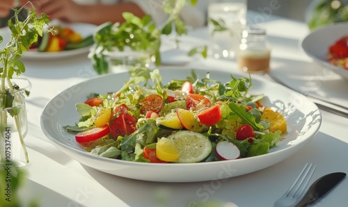 Fresh Salad Delight on Elegant Table Setting