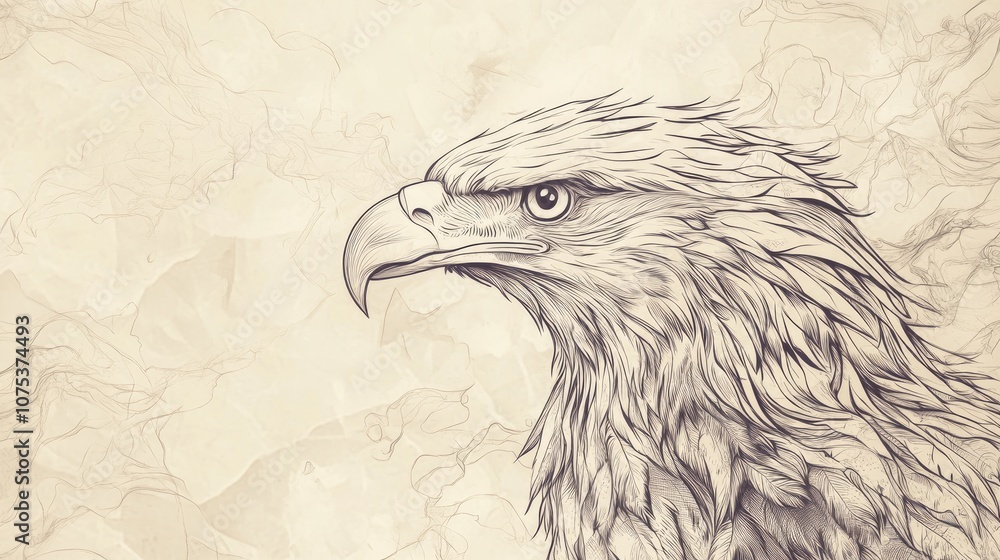 Line art illustration featuring an eagle head design Line art illustration featuring an eagle head design