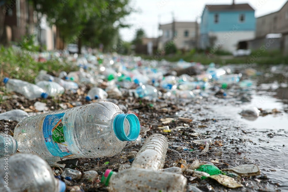 Fototapeta premium Waste and Plastic Pollution in the environment