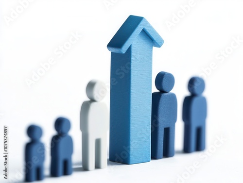 A visual representation of growth, featuring blue figures and an upward arrow, symbolizing progress and success in a business or social context.