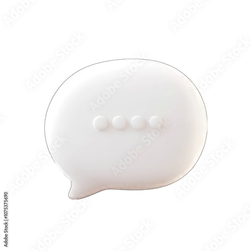 A speech bubble icon in white color, 3D rendering, isolated on PNG white background