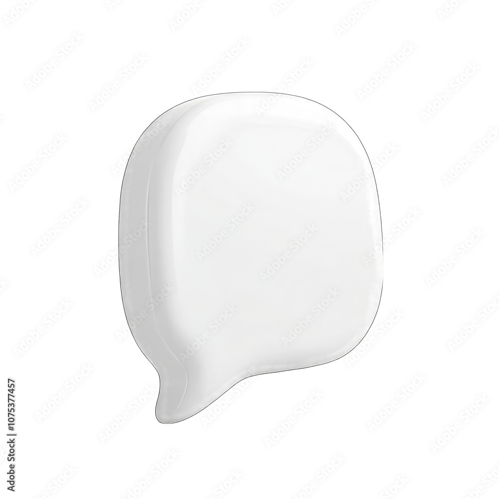 A white speech bubble icon, user interface (UI) design, simple background, flat style, white and clean background, 3D rendering, front view, cutout PNG A white speech bubble icon, user interface (UI) design, simple background, flat style, white and clean background, 3D rendering, front view, cutout PNG