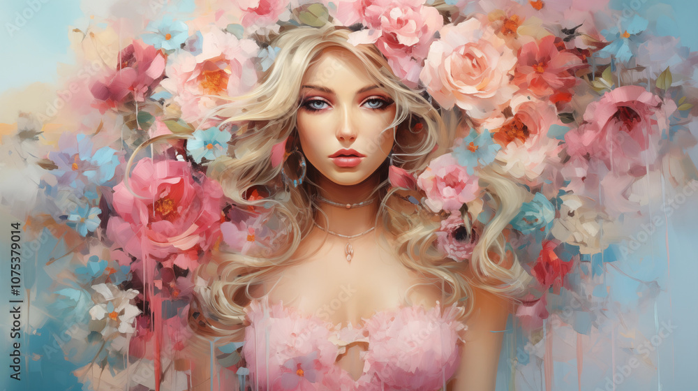 Beautiful girl woman with flowers Beautiful girl woman with flowers