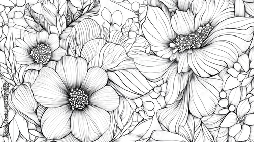Wallpaper Mural Line art illustration showcasing coloring page designs on a white background featuring creative concepts for coloring books Torontodigital.ca